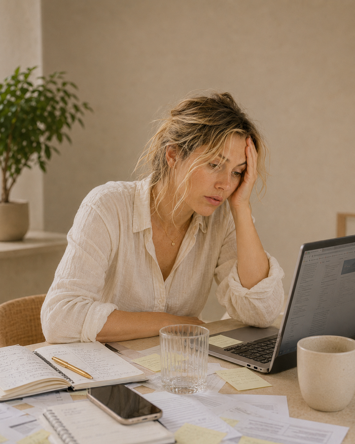 Collation sucrée consommée et femme devant reprendre le travail mais constatant une baisse d'énergie l'après-midi. ergie dans l'après-midi.