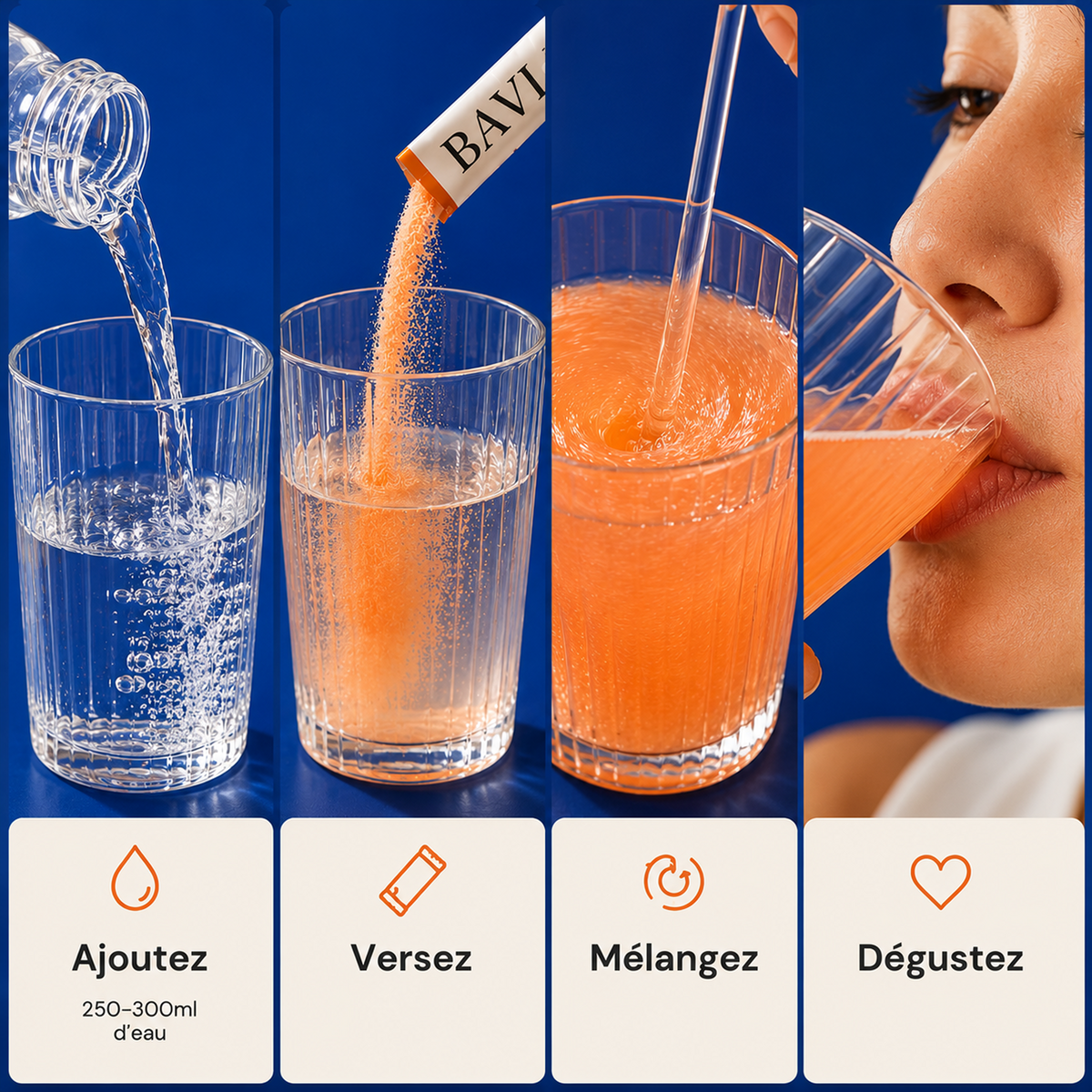BAVI, présentation de la formule en sticks pêche-framboise